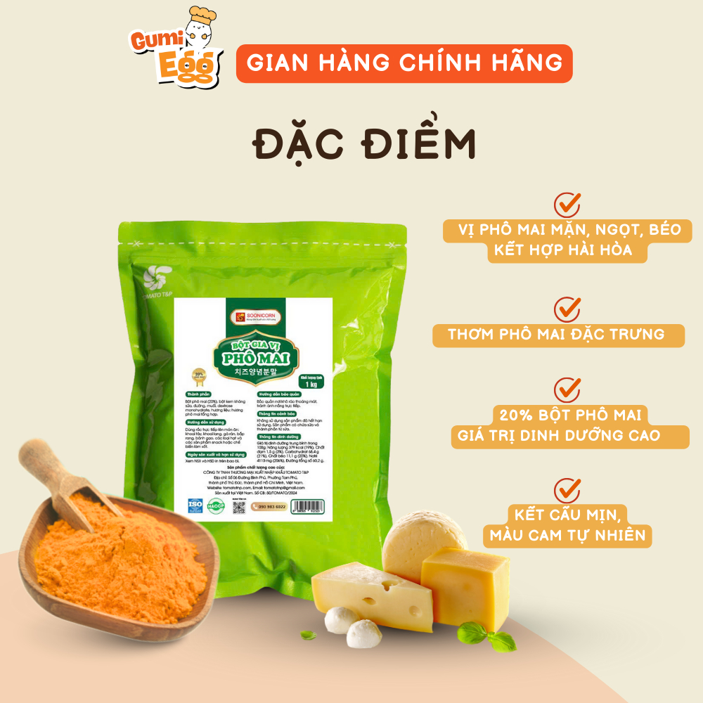 Combo Bột Phô Mai Ngọt Tomato T&P Lắc Khoai, Bột Phô Mai Hàn Quốc, Sốt Phô Mai, Bánh Phô Mai Chảy