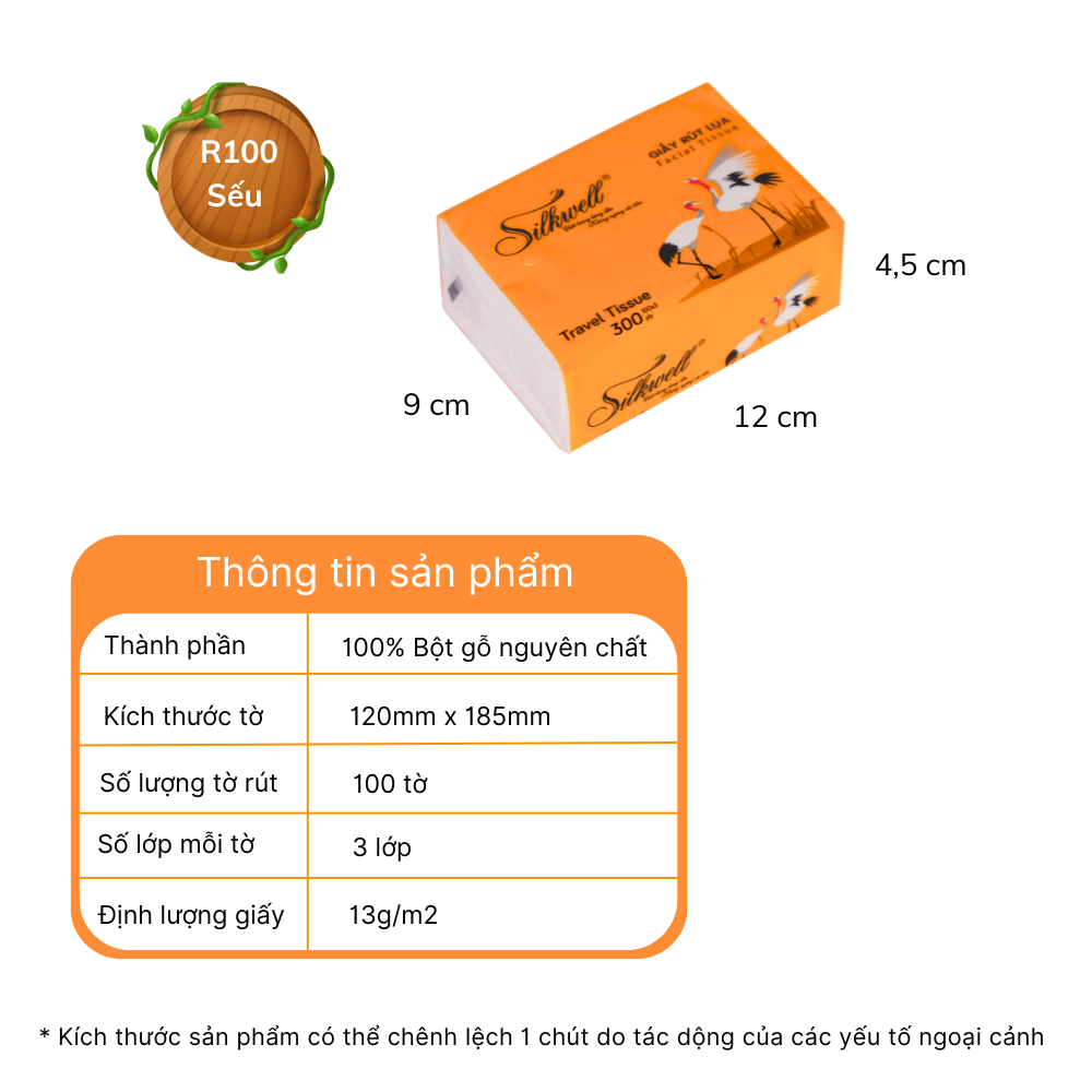 Thùng 30 gói Giấy rút lụa mini Silkwell Sếu 100 tờ 3 lớp, khăn giấy mini bỏ túi tiện lợi