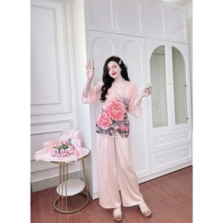 Đồ lam đi lễ chùa thiết kế đính nút ngọc trang nhã,( DB161U)