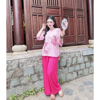 Đồ lam đi lễ chùa thiết kế đính nút ngọc trang nhã,( DB161U)