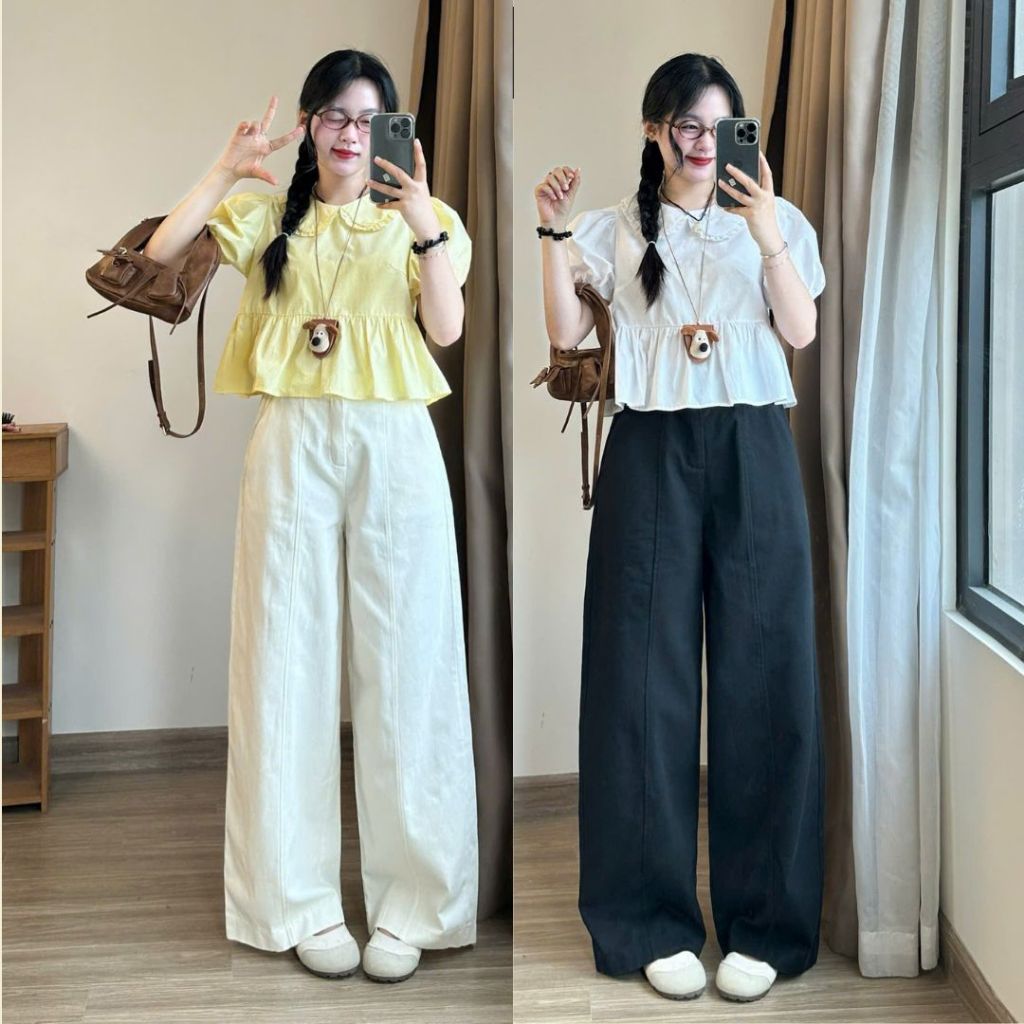 Quần Kaki Thô Mềm LINE NỔI TRẺ TRUNG Joolate Form Ống Rộng Có Chun Lưng Dễ Mặc 441 P1K3
