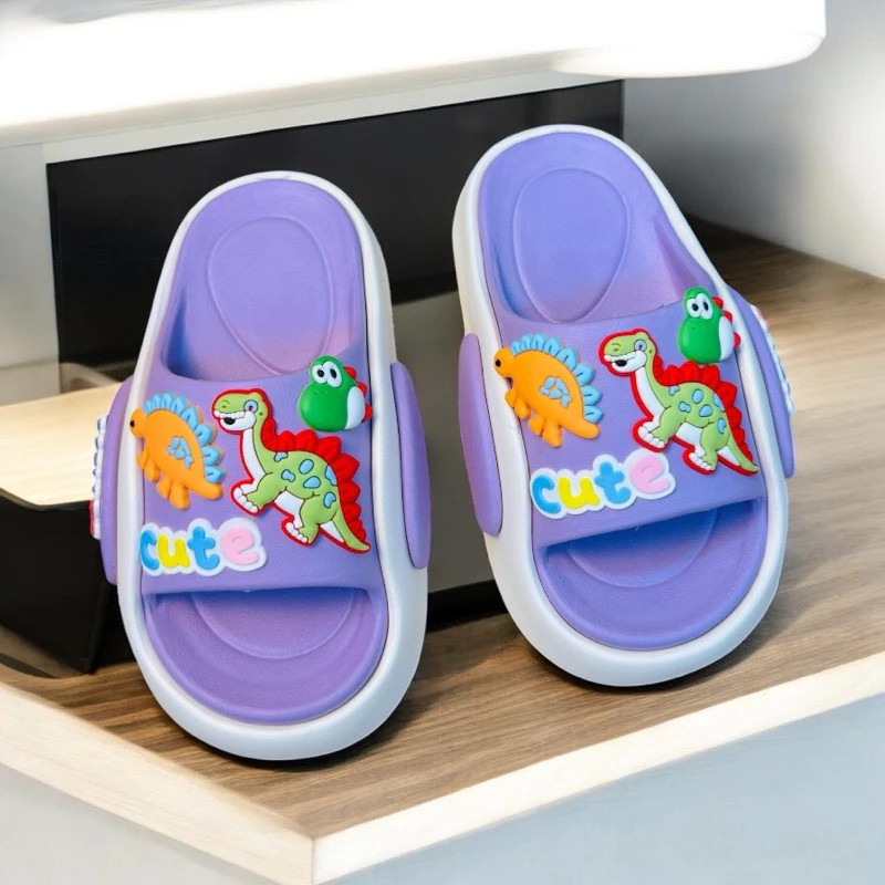 Dép bánh mì đi biển mùa hè cho bé trai bé gái chất eva siêu nhẹ mềm êm chân bé hình khủng long dino