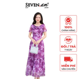 Đầm maxi hoạ tiết phối hoa thời trang nữ Seven.AM H653039K