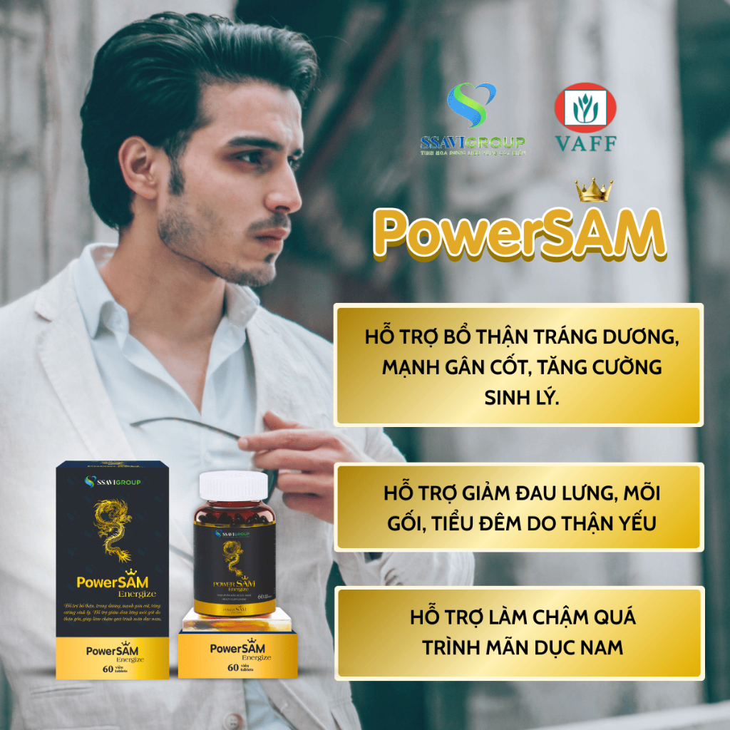 Viên Uống Bổ Thận Nam POWERSAM, Hỗ Trợ Sinh Lý Nam Từ Sâm [Lọ 60 Viên]