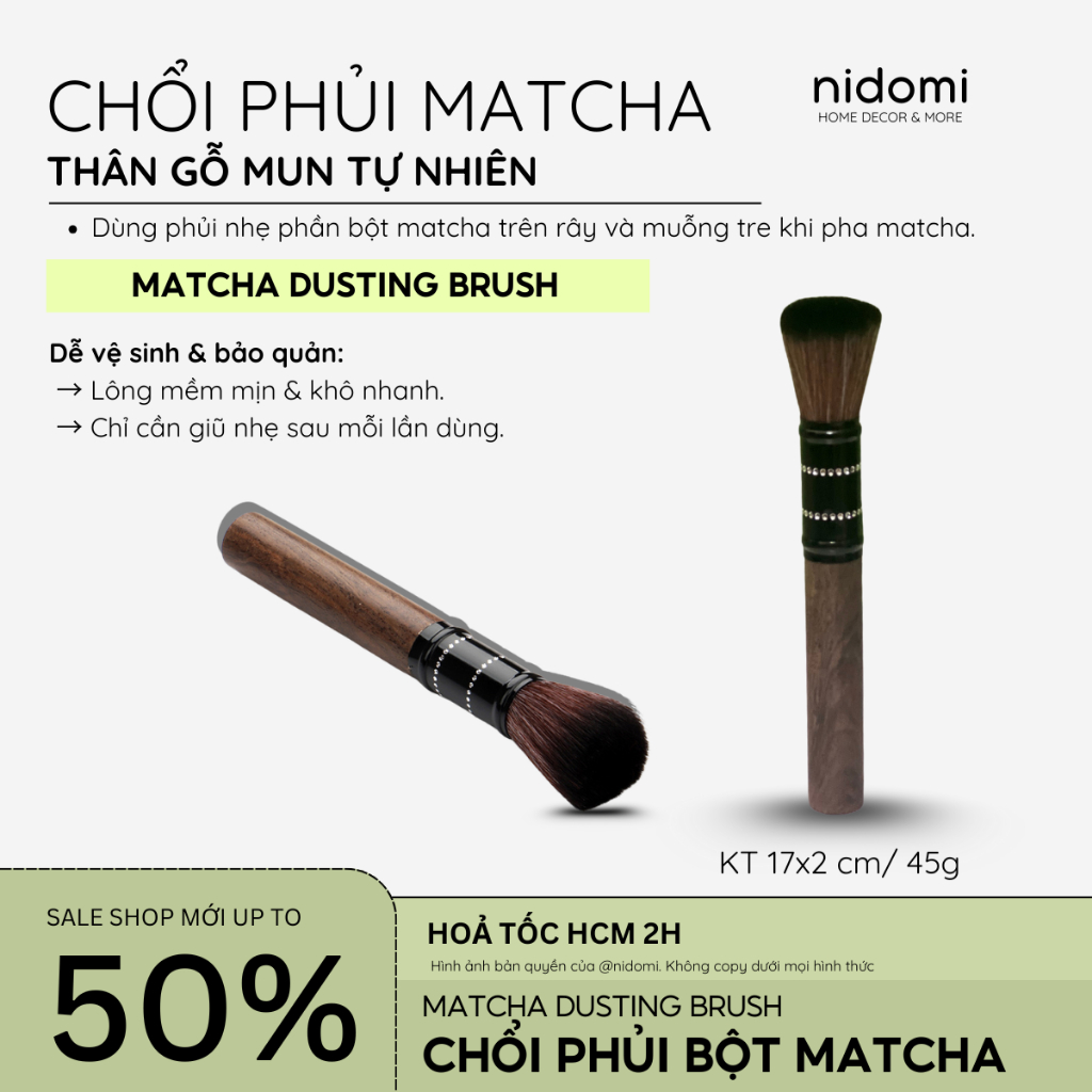 |nidomi| MATCHA DUSTING BRUSH - Chổi phủi bụi matcha lông mềm min, thân ...