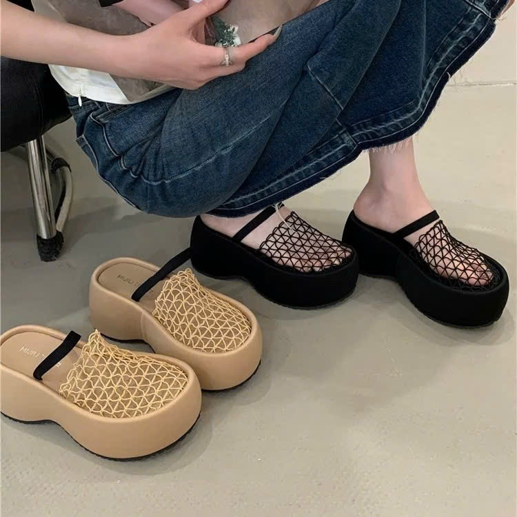 Dép sandal nữ quai chun đế cao chống thấm nước , quia hậu dep nữ