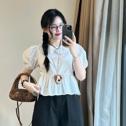 Áo Babydoll Cổ Sen Tay Phồng Joolate Style Ngọt Ngào Đi Học, Đi Chơi