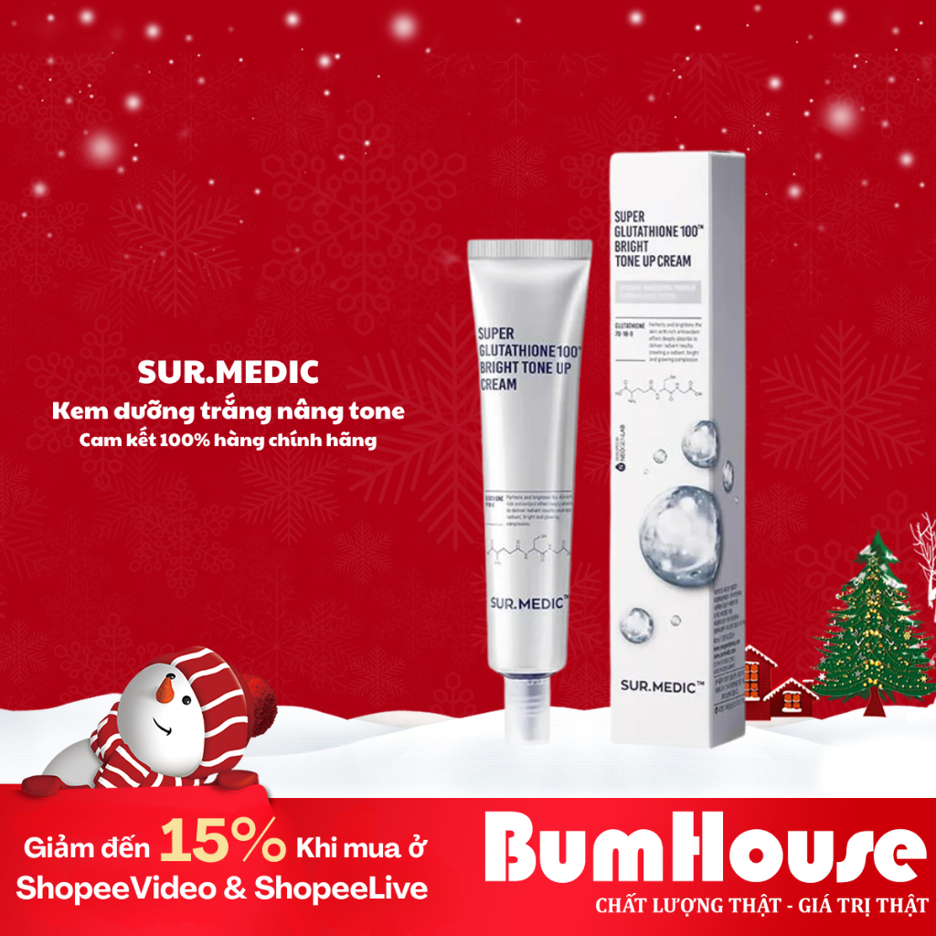Kem Dưỡng Sur.Medic+ Nâng Tông & Làm Sáng Da Super Glutathione 100 Bright Tone Up Cream 40ml