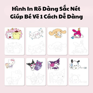 Sách Tập Tô Màu Cho Bé Với Chủ Đề Sanrio Kuromi/ Melody/ Cinnamoroll Dễ Thương, Học Liệu Montessori Giáo Dục Sớm Cho Trẻ
