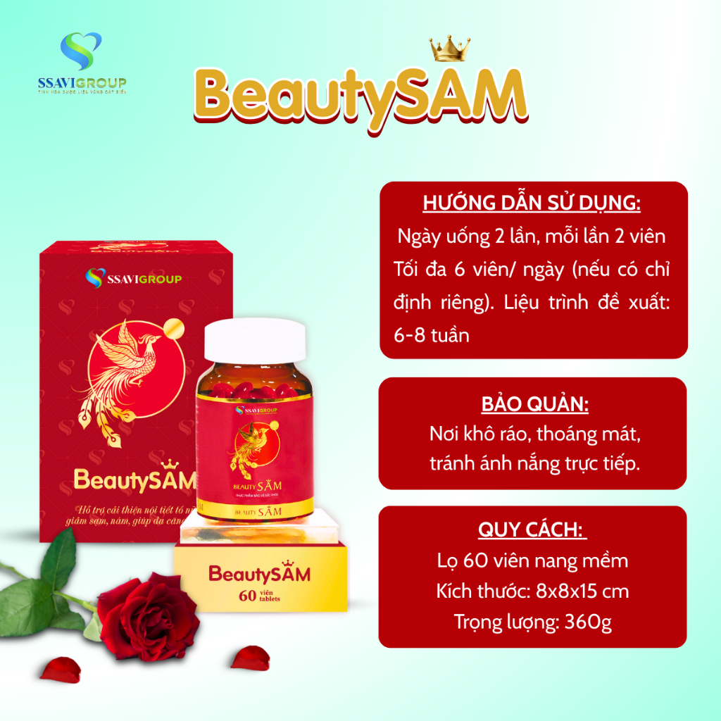 Viên Uống Nội Tiết Tố Nữ Beautysam Giúp Giảm Nám, Trắng Da, Cân Bằng Hormone, Tự Tin Tỏa Sáng