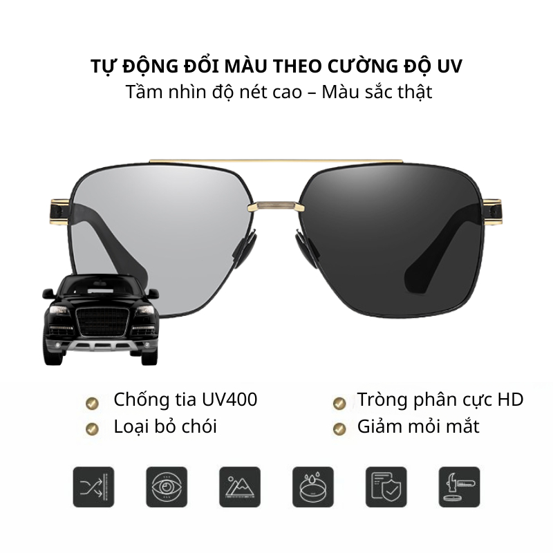 Ảnh Kính Râm Thời Trang Nam Nữ AORON Phân Cực Đổi Màu Chống Lóa Chống Tia Cực Tím UV Kiểu Dáng Thời Trang Nhiều Màu AK171 4