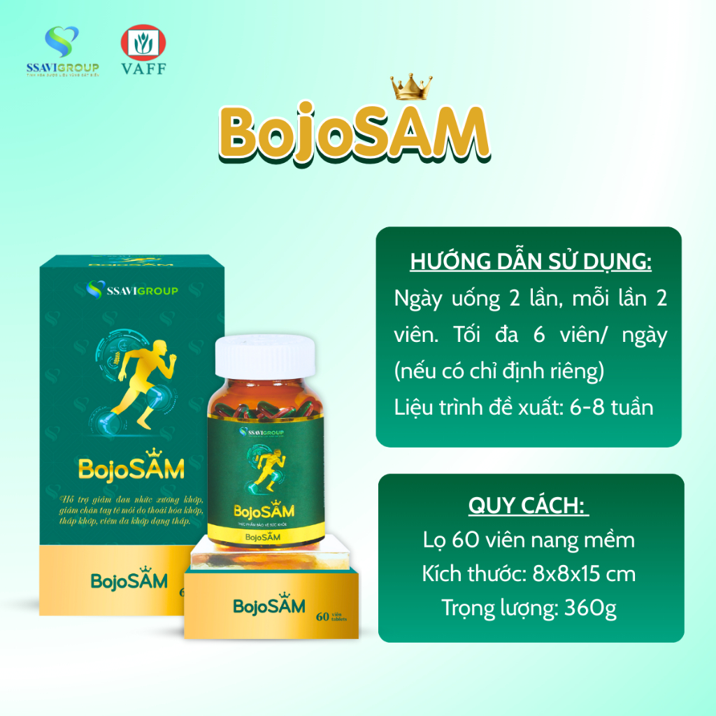 Viên uống xương khớp Bojosam, viên uống giảm đau xương khớp, bảo vệ sụn khớp, lưu thông khí huyết