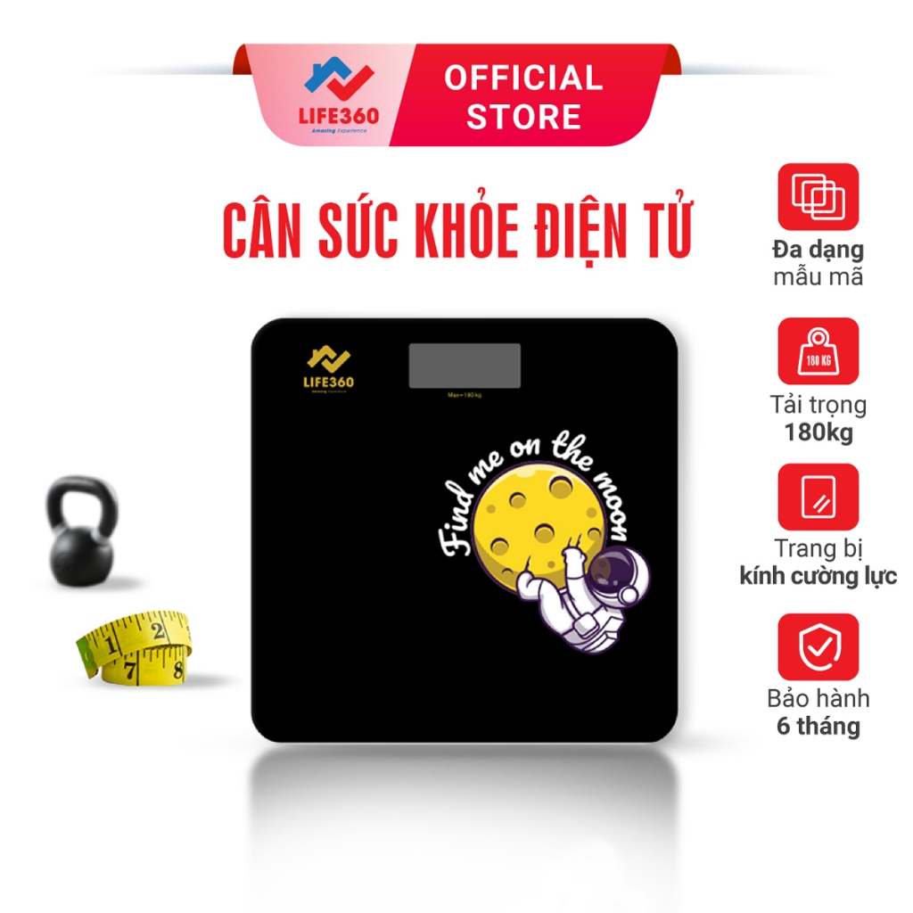 Ảnh Cân Điện Tử Sức Khỏe Life360 AL-S22H - Cân Điện Tử Thông Minh, Mặt Kính Cường Lực,Hàng Chính Hãng 1