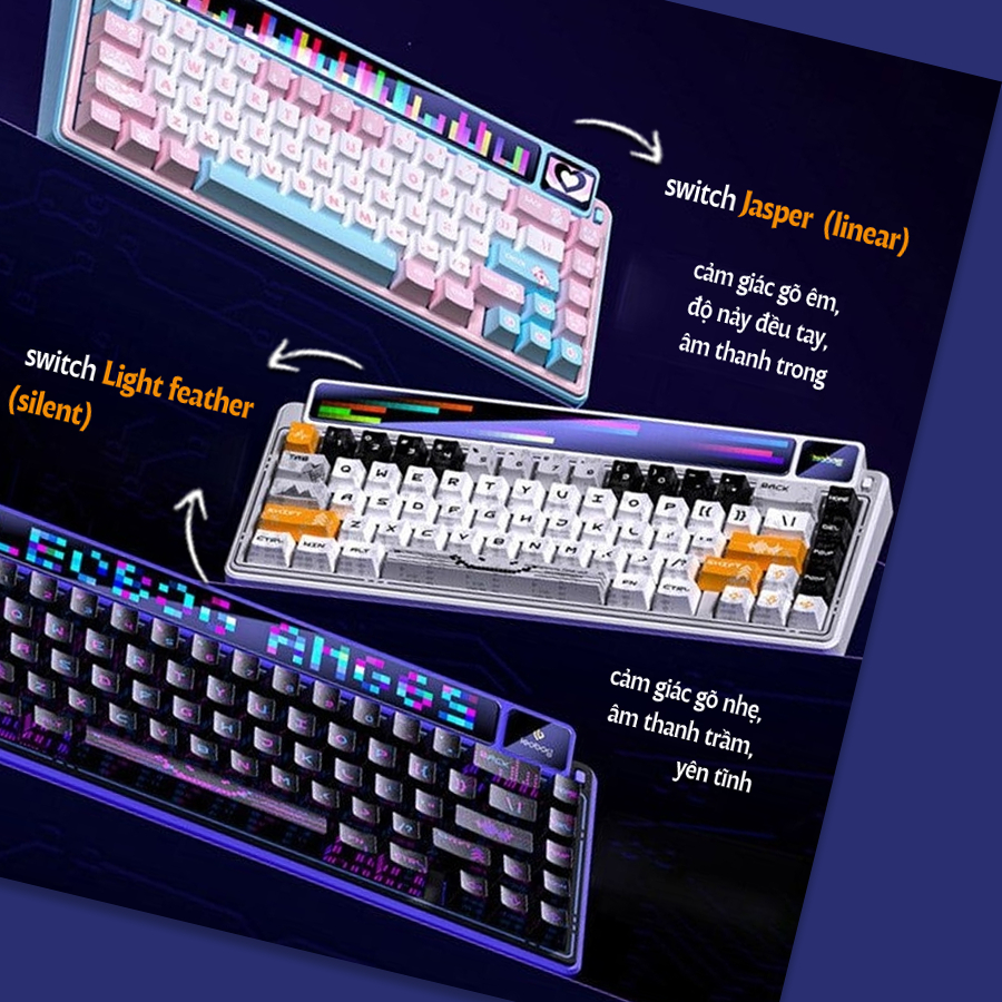 [CHÍNH HÃNG] Bàn phím cơ Bluetooth Leobog AMG65 - Led RGB, Hotswap, 3 mode kết nối, 2 màn hình led