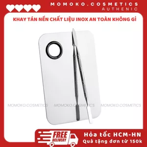 Khay Inox Palette Đã Kèm Que Trộn Pha Trộn Kem Nền Son Môi Phấn Mắt Size Lớn