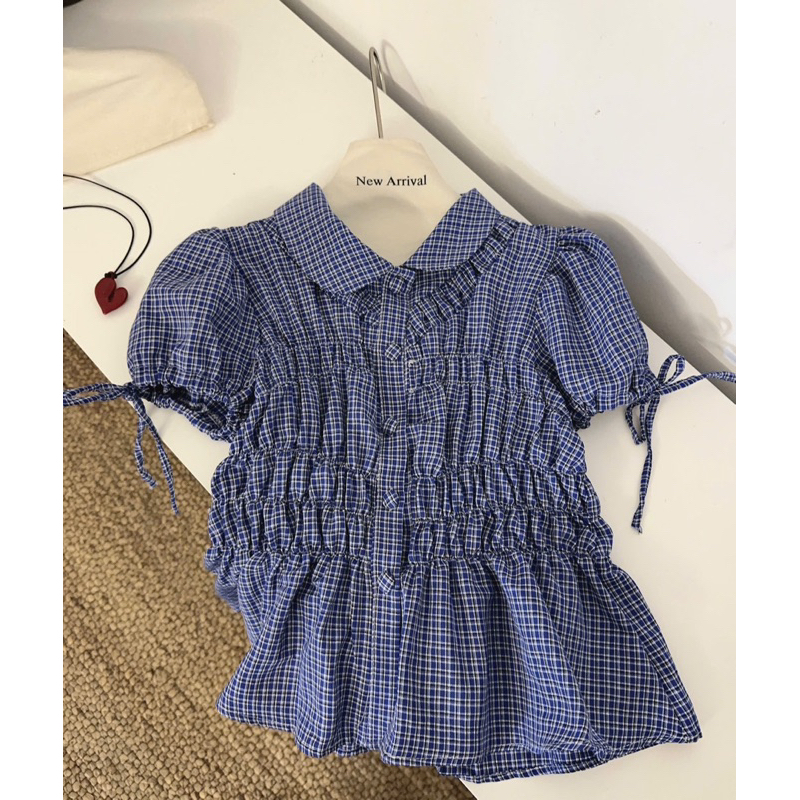 Áo sơ mi nữ cổ sen cộc tay nhún eo tiểu thư by.thanhhuyenclothing New 2025