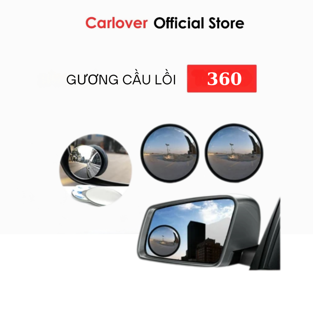 Gương Cầu Lồi Gắn Kính Chiếu Hậu Ôtô, Không Viền Góc Rộng Xoay 360 Độ Xóa Điểm Mù Cho Ôtô, Xe Hơi