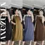 Váy thun polo cộc tay suông rộng basic Đầm bầu cổ bẻ polo thể thao form rộng đi chơi mặc nhà T610G
