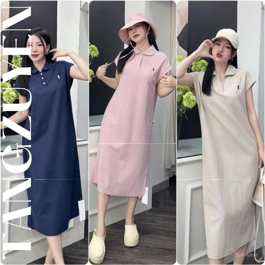 ( nhiều mẫu ) Váy thun polo cộc tay suông rộng basic Đầm bầu cổ bẻ polo thể thao form rộng đi chơi mặc nhà T610G