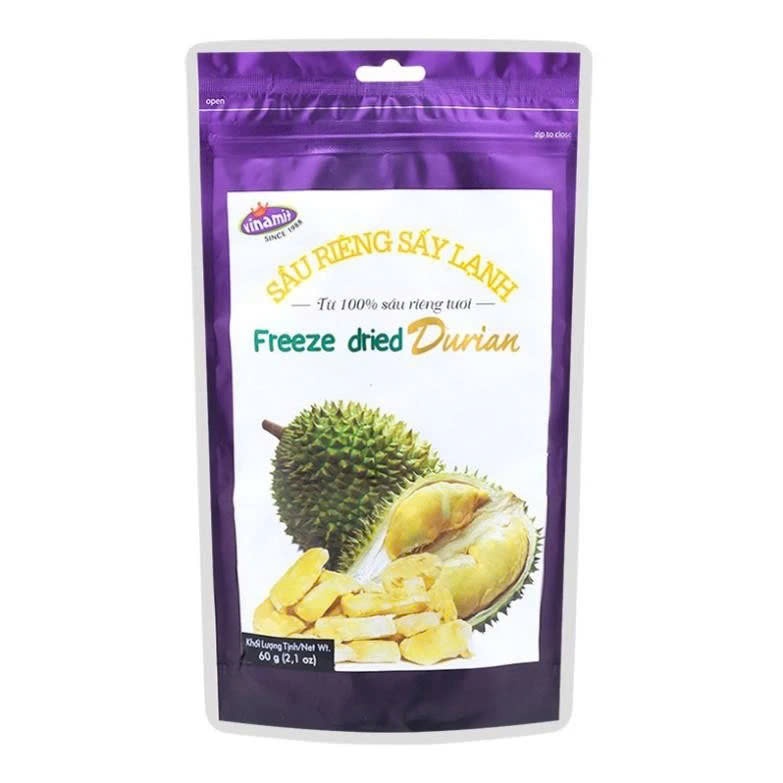 Sầu Riêng Sấy Lạnh Vinamit Freeze Dried Durain (Túi Zip 60g