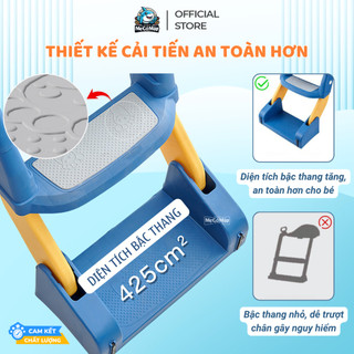[New 2026] Thang Bô Vệ Sinh Cho Bé Đệm Da PU Cao Cấp, Thang Bô Bồn Cầu Tiện Lợi 2in1 Có Tay Vịn, Gấp Gọn Tiện Lợi