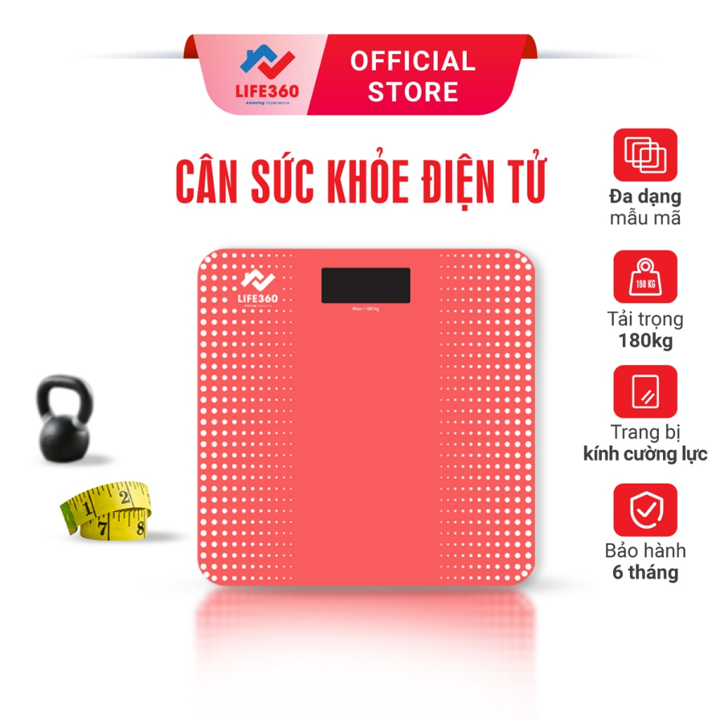 Ảnh Cân Điện Tử Sức Khỏe Life360 AR-S18B - Cân Điện Tử Thông Minh, Mặt Kính Cường Lực, Hàng Chính Hãng 1