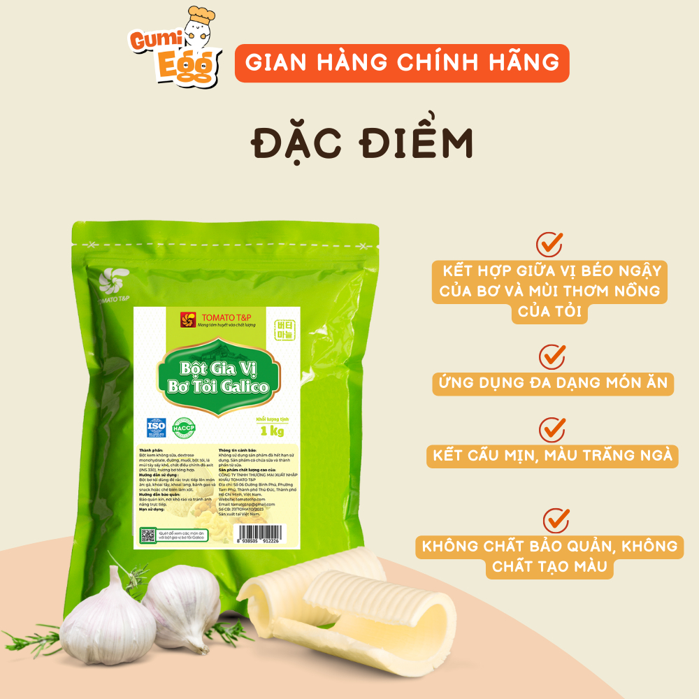 Bột Bơ Tỏi Tomato T&P Lắc khoai tây chiên - Gói 1Kg