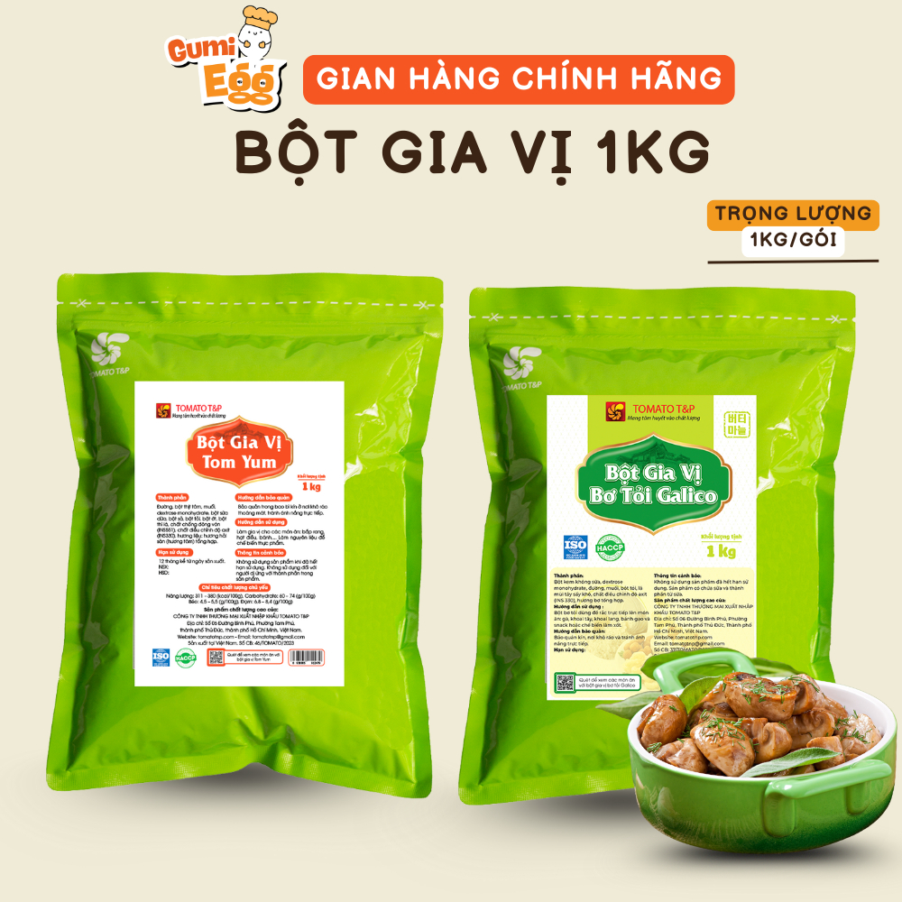 Bột Bơ Tỏi Tomato T&P Lắc khoai tây chiên - Gói 1Kg