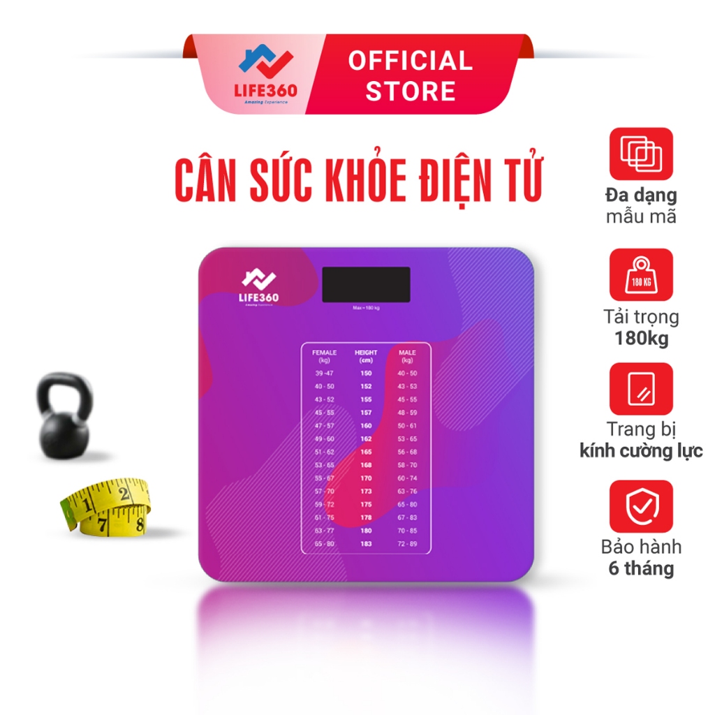 Ảnh Cân Điện Tử Sức Khỏe Life360 AR-S18A - Cân Điện Tử Thông Minh- Hàng Chính Hãng 1