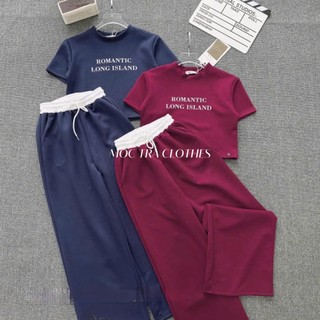 Set bộ nữ cộc tay Loại 1 thiết kế 2 món gồm áo croptop và quần ống suông siêu xinh trẻ trung