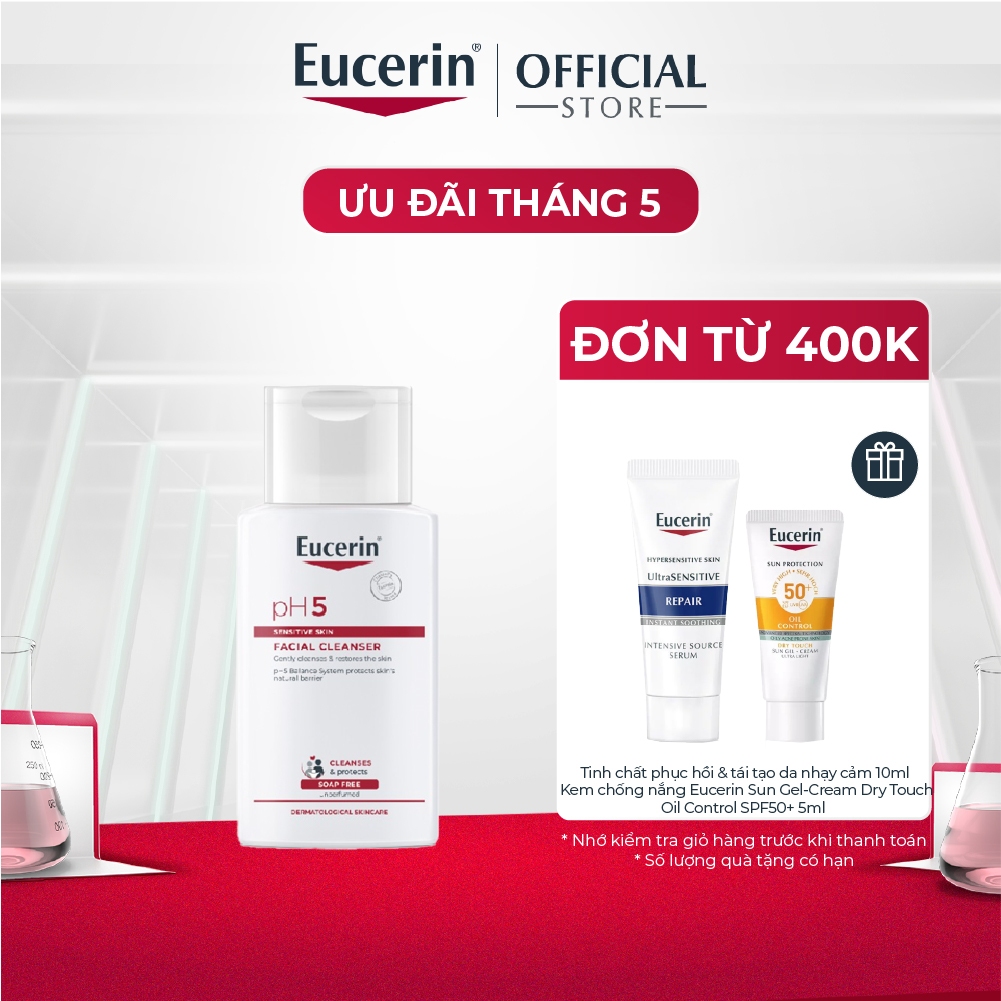 Ảnh Sữa Rửa Mặt Dịu Nhẹ Cho Da Nhạy Cảm Eucerin pH5 Sensitive Skin Facial Cleanser 100ml 1