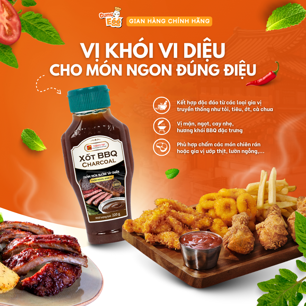 Xốt Chấm Thịt Nướng BBQ CHARCOAL Tomato T&P, Dùng Chấm Thịt Nướng, Xúc Xích Nướng, Chấm Đồ Chiên