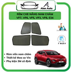 Rèm che nắng ô tô Vinfast VF7, VF6, VF5, VF3, E34, VF8 , che nắng hút nam châm theo xe, bộ 4 cánh. Hàng loại tốt