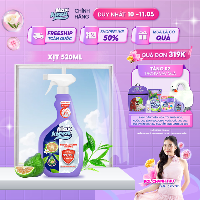 Ảnh Nước Lau Bề Mặt Đa Năng MaxKleen 520ml 1