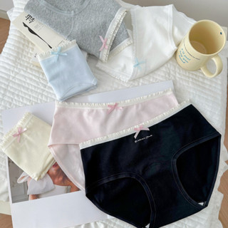 Combo 6 Quần Lót Nữ Cotton Viền Ren Đính Nơ Xinh, Quần Chip Mềm Đáy 2 Lớp Thoáng King Shop L-4119