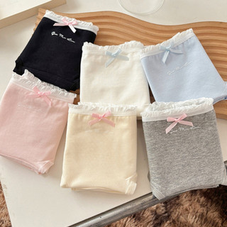 Combo 6 Quần Lót Nữ Cotton Viền Ren Đính Nơ Xinh, Quần Chip Mềm Đáy 2 Lớp Thoáng King Shop L-4119