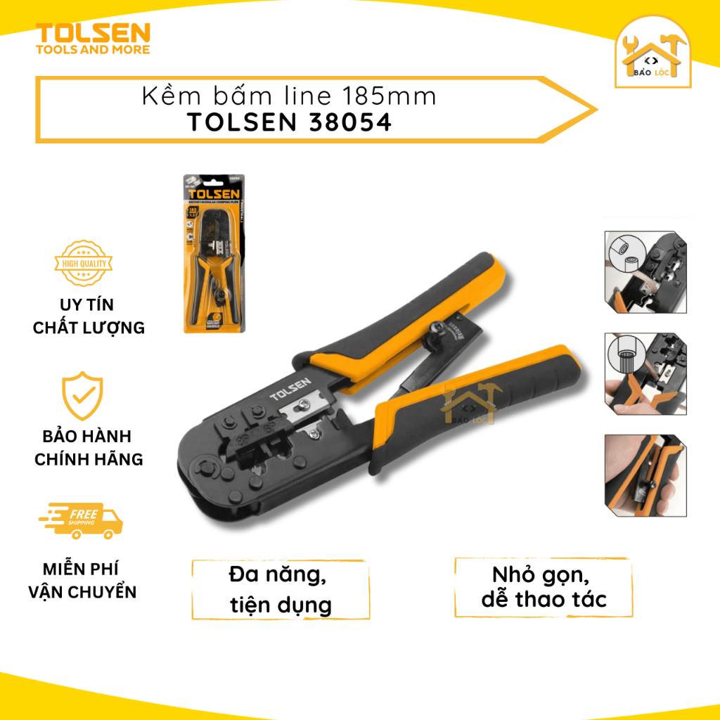 Kềm bấm line, cos, đầu nối viễn thông 8p, 6p Tolsen 38054 cho cấp mạng ...