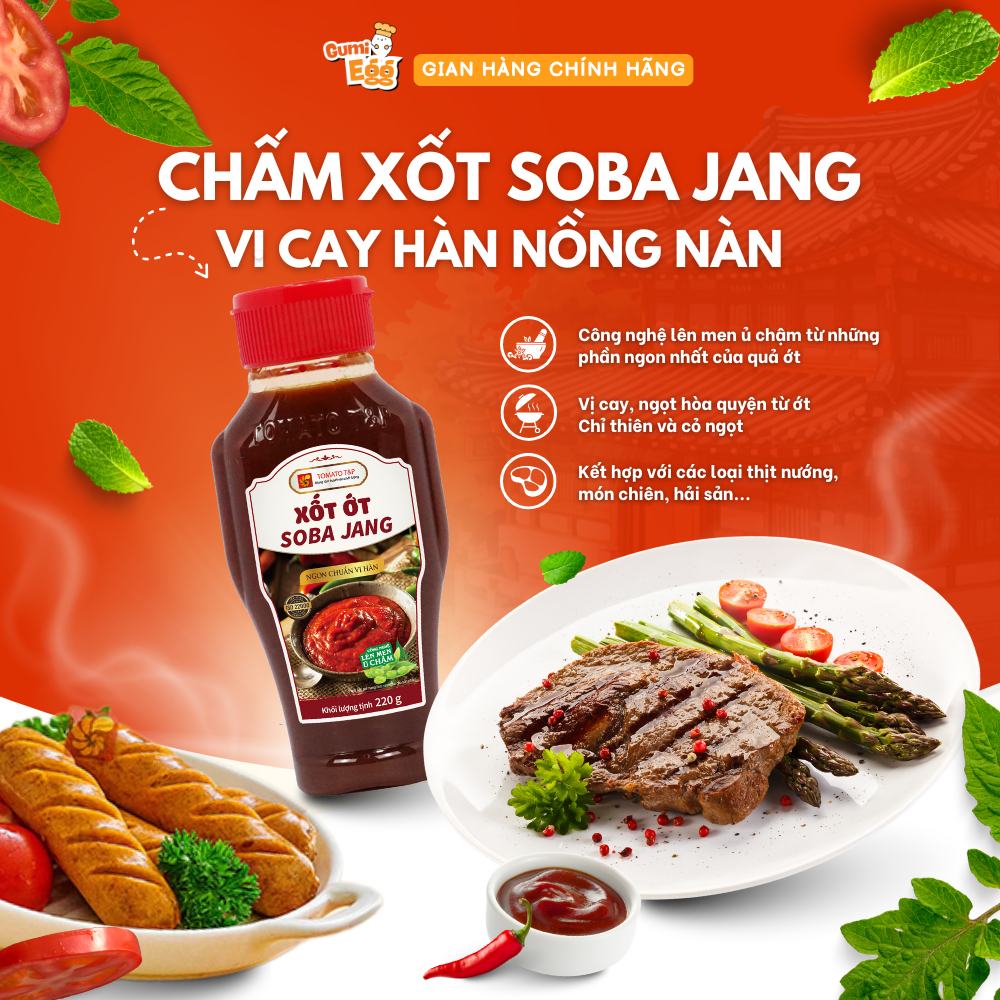 Xốt Ớt Sobajang Tomato T&P Xốt Ớt Cay Hàn Quốc, Chấm Hải Sản Nướng, Chấm Đồ Chiên, Các Món Xào Cay