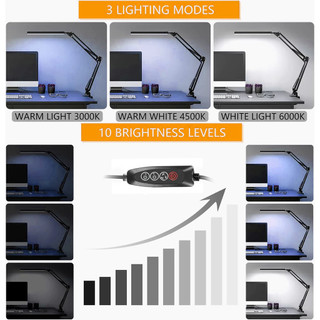 3 Màu Đèn LED Bàn Linh Hoạt Đèn Bàn Có Kẹp Xoay Bàn Học Đèn Bảo Vệ Mắt Văn Phòng Phòng Chiếu Sáng Phòng Ngủ