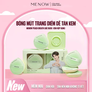 BÔNG MÚT TRANG ĐIỂM DỄ TÁN KEM NỀN MENOW PEACH BREATH LIKE BUDS (KÈM HỘP ĐỰNG)