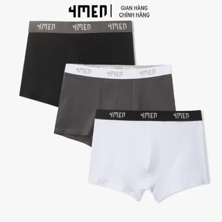 Quần Boxer Slimfit Phối Lưng 4MEN QL056 sịp đùi cotton thoáng mát, mềm mại, kháng khuẩn, thấm mồ hôi