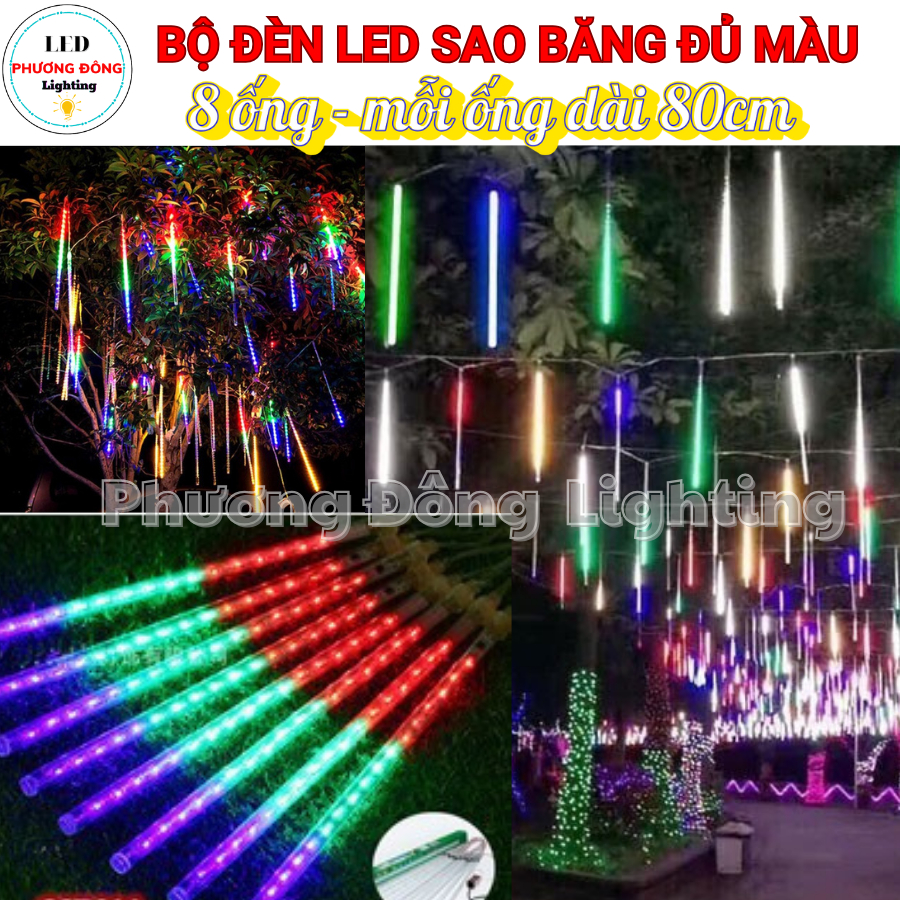 Bộ đèn LED sao băng trang trí 8 ống - mỗi ống dài 80cm