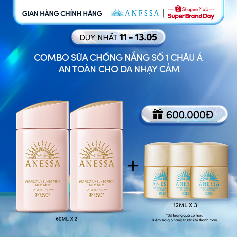 Ảnh Bộ 2 Sữa chống nắng dịu nhẹ cho da nhạy cảm và trẻ em SPF 50+ PA++++ 60mlx2 1