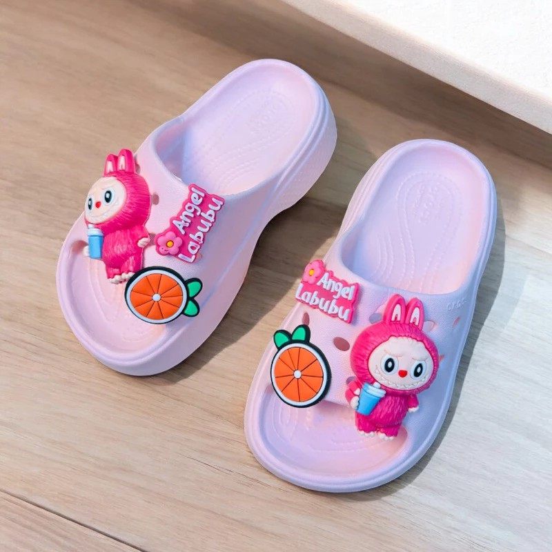 Dép bánh mì thời trang cho bé gái hình thỏ labubu siêu dễ thương nhẹ mềm êm chân