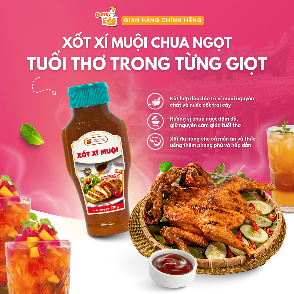 Combo 3 Xốt Xí Muội Chua Ngọt Tomato T&P 220g, Nước Sốt Thịt Nướng, Pha Trà Tắt Xí Muội, Sốt Gà Rán