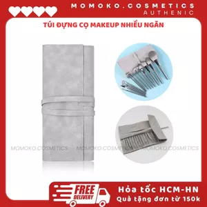 Túi Hộp Đựng Cọ Trang Điểm Nhiều Ngăn Gấp Gọn Có Nút Đóng Chứa Đồ Makeup Nhẹ Tiện Lợi Mang Du Lịch