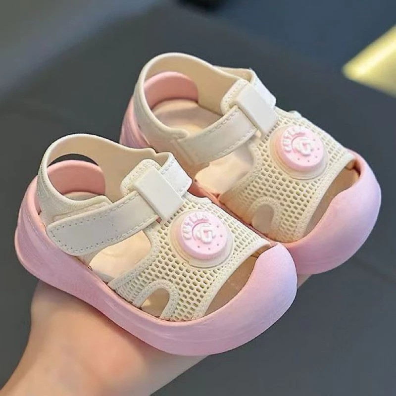 Giày quai dán dạng lưới thoáng chân cho bé tập đi siêu nhẹ siêu mềm bảo vệ mũi chân cute