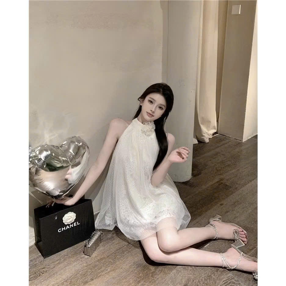 Đầm váy nữ cổ yếm phối ren đính hoa sang trọng tôn dáng hàng Quảng Châu hottrend (CÓ BIG SIZE) MT33 SP138