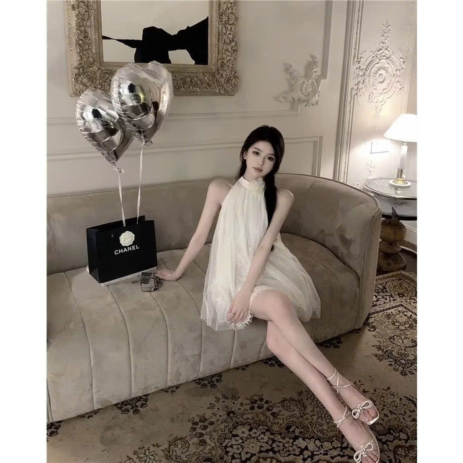 Đầm váy nữ cổ yếm phối ren đính hoa sang trọng tôn dáng hàng Quảng Châu hottrend (CÓ BIG SIZE) MT33 SP138