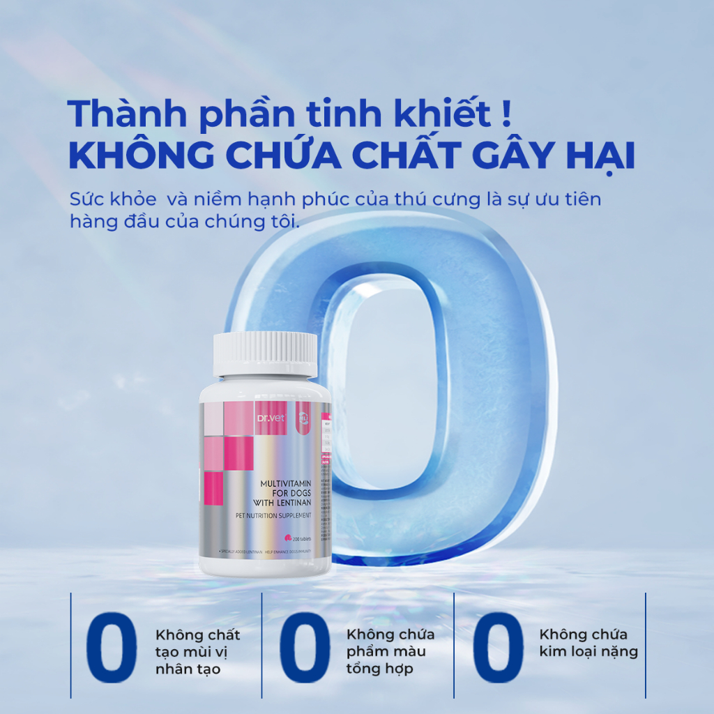 Vitamin Cho Chó DrVET Bổ Sung Dưỡng Chất, Tăng Đề Kháng-Multivitamin Tablets for Dogs with Lentinan
